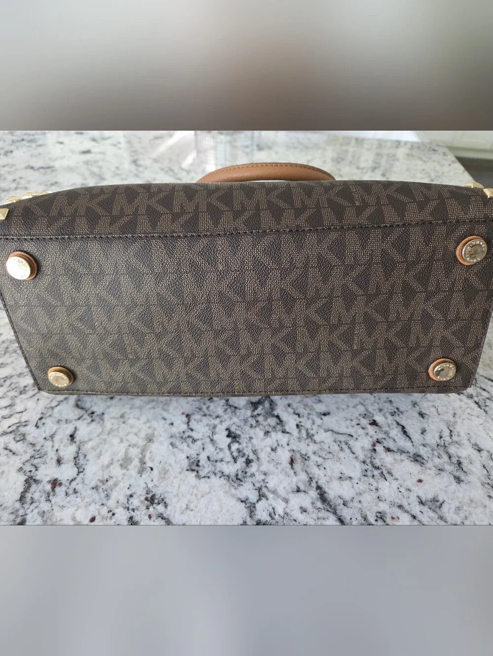 Michael Kors Brown & Tan Studded Signature Satchel